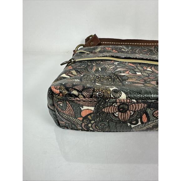 Sakroots Basic Crossbody Double Zip Purse Coated Canvas Boho Floral Fall Pattern - Picture 7 of 10